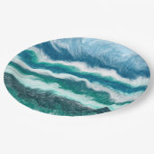 ターコイズと青の海波 ペーパープレート (アングル)