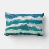 ターコイズと青の海波 ランバークッション (正面)