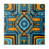 ターコイズと青抽象芸術パターン タイル (正面)