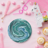 ターコイズと青海波旋回 ペーパープレート (パーティー)