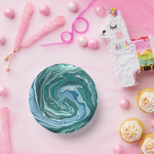 ターコイズと青海波旋回 ペーパーボウル (パーティー)