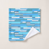 ターコイズと青緑の抽象的な幾何学模様 バスタオルセット (ウォッシュタオル)