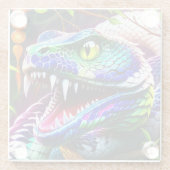 ターコイズと青鮮やかのコブラはかりで測ヘビ ガラスコースター (裏面)