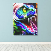 ターコイズと青鮮やかのコブラはかりで測ヘビ キャンバスプリント (インサイチュ (ウッドフロア))