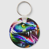 ターコイズと青鮮やかのコブラはかりで測ヘビ キーホルダー (正面)