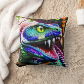 ターコイズと青鮮やかのコブラはかりで測ヘビ クッション (ブランケット)