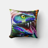 ターコイズと青鮮やかのコブラはかりで測ヘビ クッション (正面)