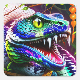 ターコイズと青鮮やかのコブラはかりで測ヘビ スクエアシール