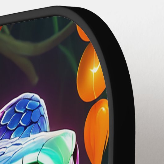 ターコイズと青鮮やかのコブラはかりで測ヘビ ピックルボールラケット (左詳細)