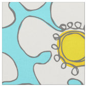 ターコイズと黄独身の線デイジーパターン ファブリック (クローズアップ)