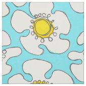 ターコイズと黄独身の線デイジーパターン ファブリック (見本)