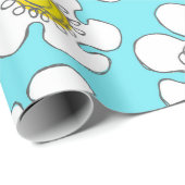 ターコイズと黄独身の線デイジーパターン ラッピングペーパー (ロールコーナー)