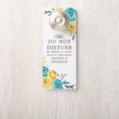 ターコイズと黄色のフローラ結婚が邪魔にならない ドアノブサイン (ノブ)