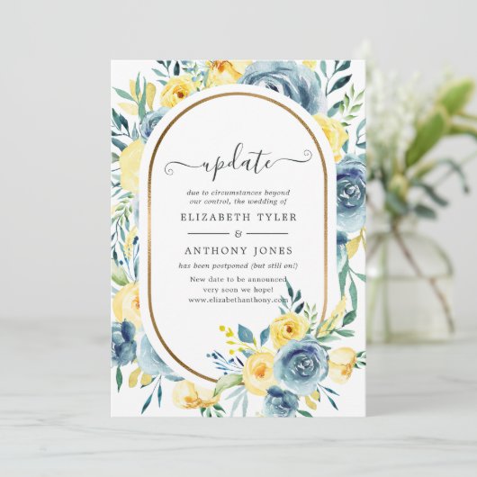 ターコイズと黄色のフローラ結婚の更新 招待状 (スタンド正面)