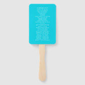 ターコイズと黄色のフローラ結婚式 プログラム ハンドファン (裏面)