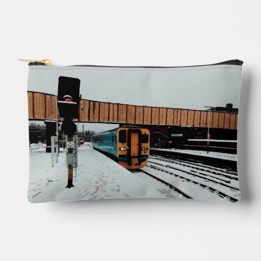 ターコイズと黄色の列車 アクセサリーポーチ (正面)