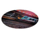 ターコイズと黄色の列車 カッティングボード (角)