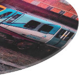 ターコイズと黄色の列車 カッティングボード (角)