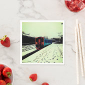 ターコイズと黄色の列車 スタンダードカクテルナプキン (インサイチュ)