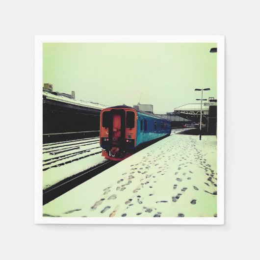 ターコイズと黄色の列車 スタンダードカクテルナプキン (正面)