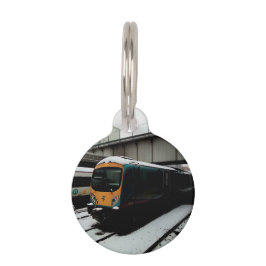 ターコイズと黄色の列車 ペット　ネームタグ