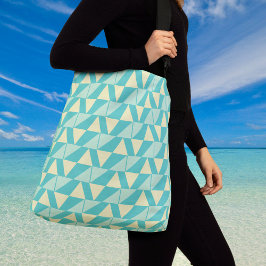 ターコイズと黄色の幾何形状 クロスボディバッグ