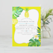 ターコイズと黄色の水の色サマー結婚ズ 招待状 (スタンド正面)