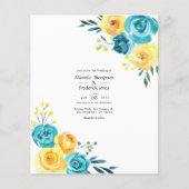 ターコイズと黄色の水色のフローラ チラシ (正面)