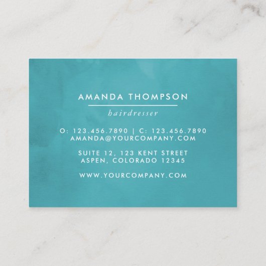 ターコイズと黄色の水色フローラ 名刺 (裏面)