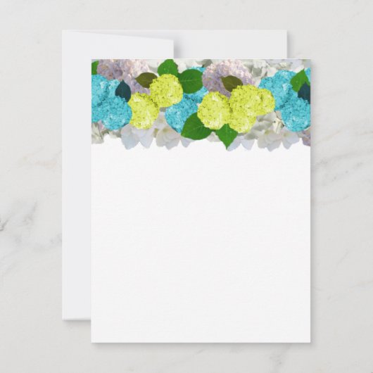 ターコイズと黄色の花束の花模様返信カード 出欠カード (裏面)