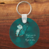 ターコイズと黒い蝶キーチェーン キーホルダー (正面)