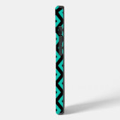 ターコイズと黒のダイヤモンドパターン Case-Mate iPhoneケース (裏面 / 左)