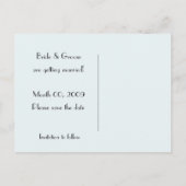 ターコイズと黒の日付写真はがきを保存 案内ポストカード (裏面)