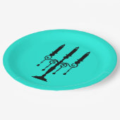 ターコイズと黒カンデラブラプリント ペーパープレート (アングル)