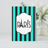 ターコイズと黒ストライプのいRSVPカード 出欠カード (スタンド正面)