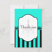 ターコイズと黒ストライプのいRSVPカード 出欠カード (正面)