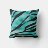 ターコイズと黒ゼブラ動物のストライプ クッション (裏面)