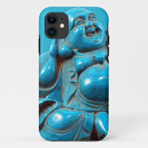 ターコイズによって仏の彫像のIphoneの切り分けられる幸せな場合 iPhone 11 ケース