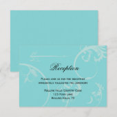 ターコイズにブラックスワール ウェディングレセプション エンクロージャーカード (正面/裏面)