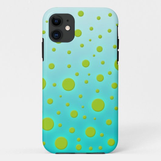 ターコイズに緑のドットが可愛いデザイン Case-Mate iPhoneケース (裏面)