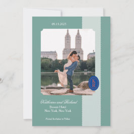 ターコイズのくぼみのあるエッジのSave The Date 招待状