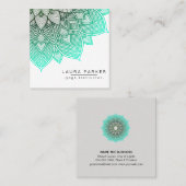 ターコイズのはす曼荼羅のヨガのインストラクター スクエア名刺 (正面/裏面)