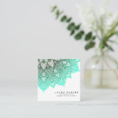 ターコイズのはす曼荼羅のヨガのインストラクター スクエア名刺 (スタンド正面)