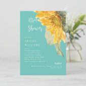 ターコイズのひまわり茎 ブライダルシャワー 招待状 (スタンド正面)