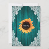 ターコイズのひまわり ウッド フラワーレース ウェディング 招待状 (裏面)