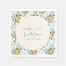 ターコイズのひまわり チェック柄の結婚前お茶会