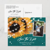 ターコイズのひまわり Save The Date フォトポストカード 案内ポストカード (正面/裏面)