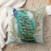 ターコイズのぼろぼろの孔雀 クッション (ブランケット)