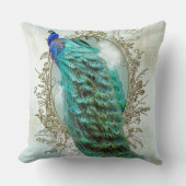 ターコイズのぼろぼろの孔雀 クッション (正面)