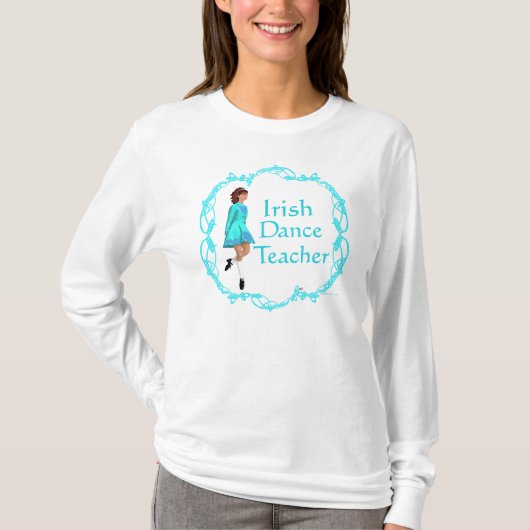 ターコイズのアイルランド ステップダンス教師 Tシャツ (正面)